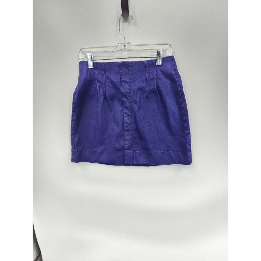 Spanx Mini Skirt Women Medium Purple Stretch Twill High Waist Smoothing Seamed